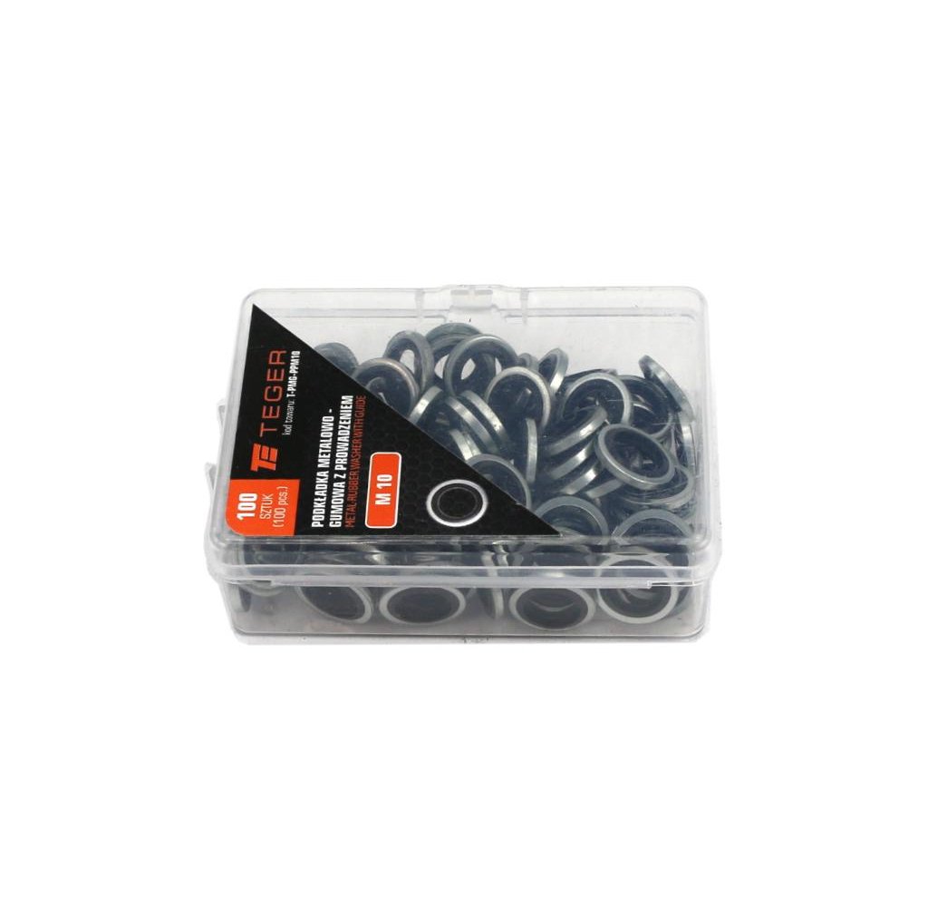 Podkładka metalowo gumowa z prowadzeniem M10 TEGER ( sprzedawane po 100 )