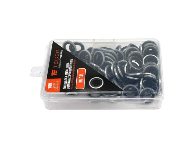 Podkładka metalowo gumowa z prowadzeniem M12 TEGER ( sprzedawane po 100 )