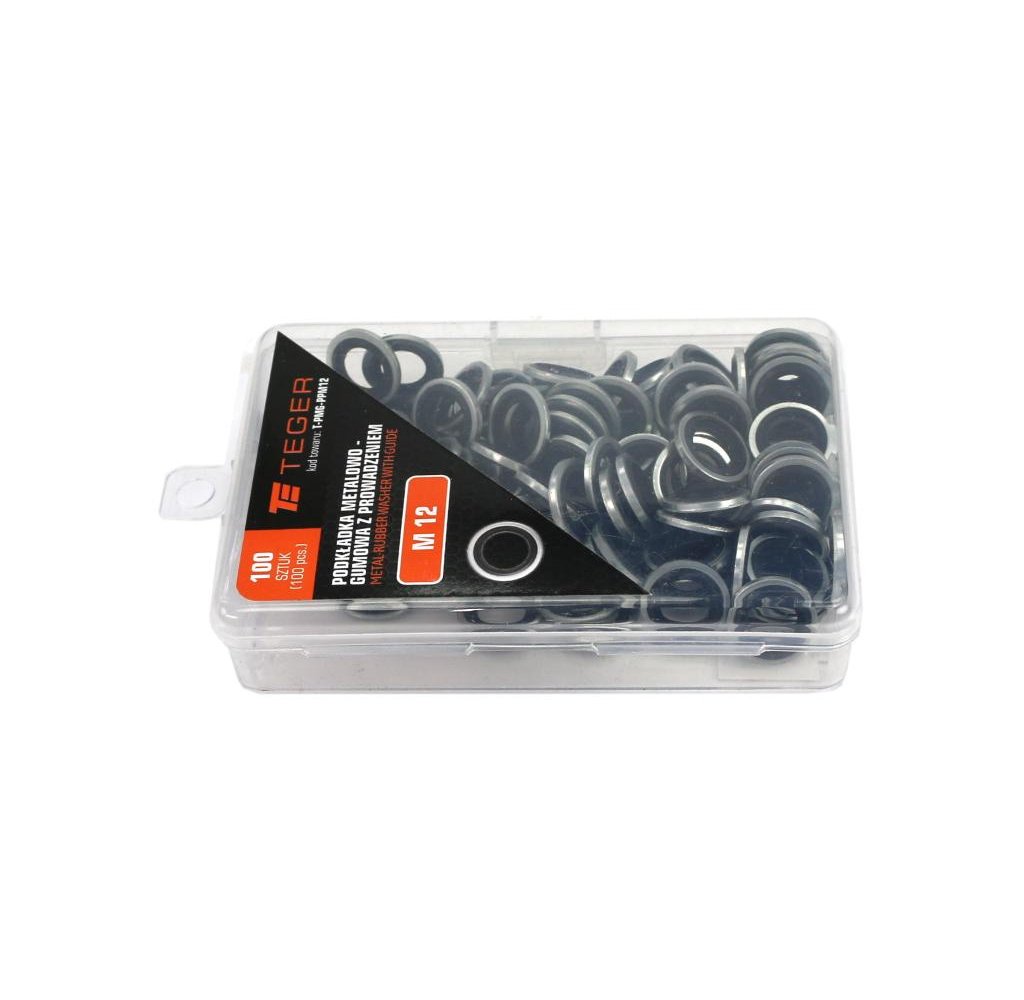 Podkładka metalowo gumowa z prowadzeniem M12 TEGER ( sprzedawane po 100 )