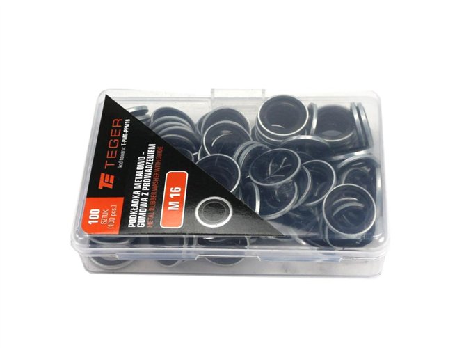 Podkładka metalowo gumowa z prowadzeniem M16 TEGER ( sprzedawane po 100 )