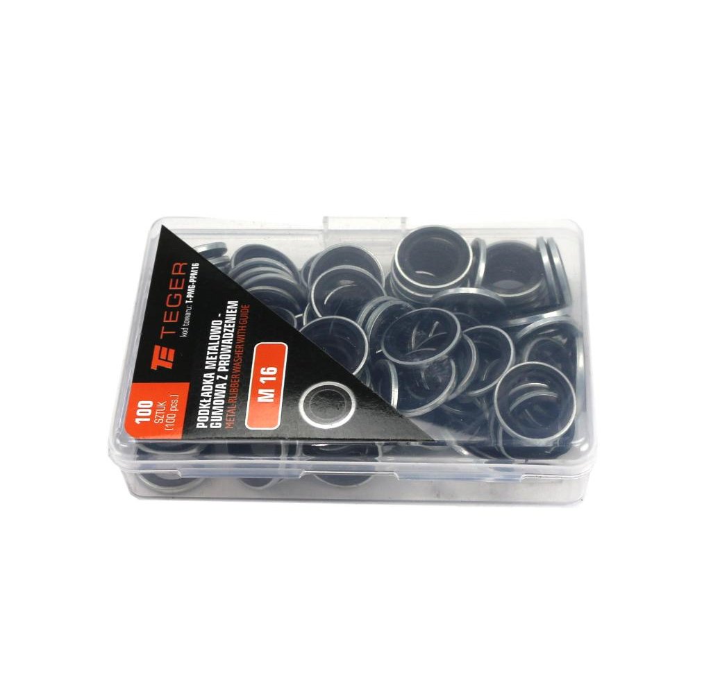 Podkładka metalowo gumowa z prowadzeniem M16 TEGER ( sprzedawane po 100 )