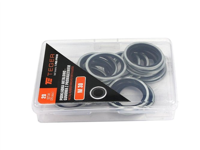 Podkładka metalowo gumowa z prowadzeniem M30 TEGER ( sprzedawane po 20 )