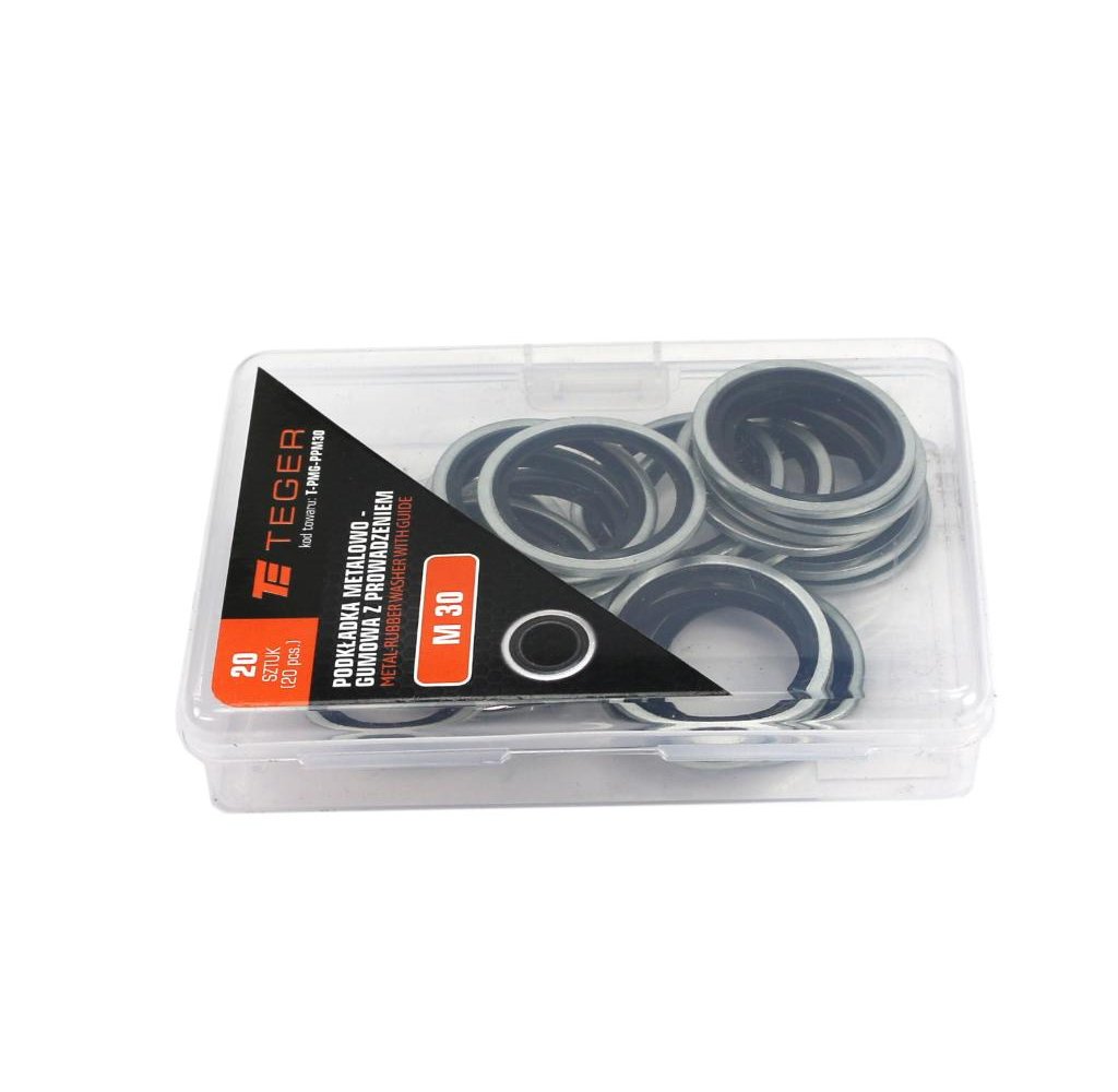 Podkładka metalowo gumowa z prowadzeniem M30 TEGER ( sprzedawane po 20 )