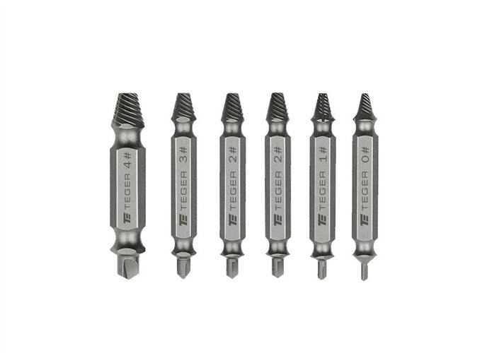 Zestaw wykrętaków do uszkodzonych śrub i wkrętów 6 szt / TEGER