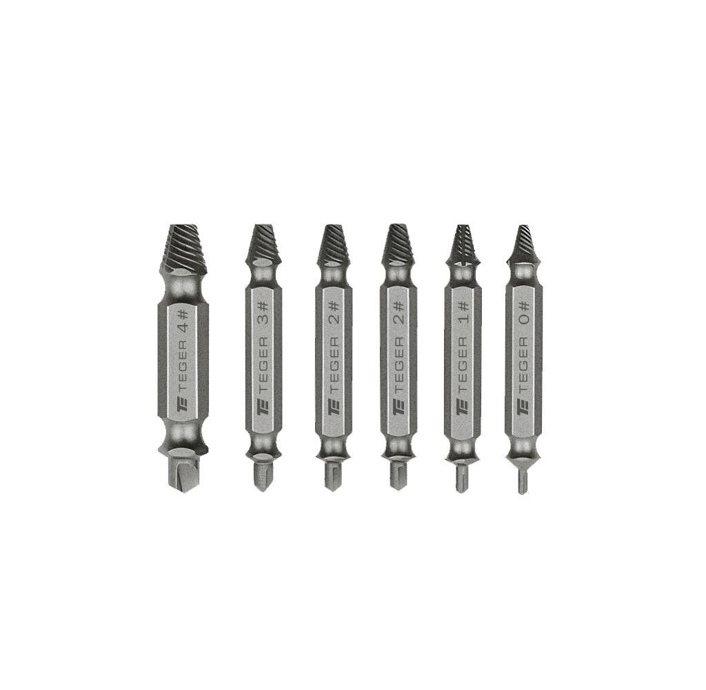 Zestaw wykrętaków do uszkodzonych śrub i wkrętów 6 szt / TEGER