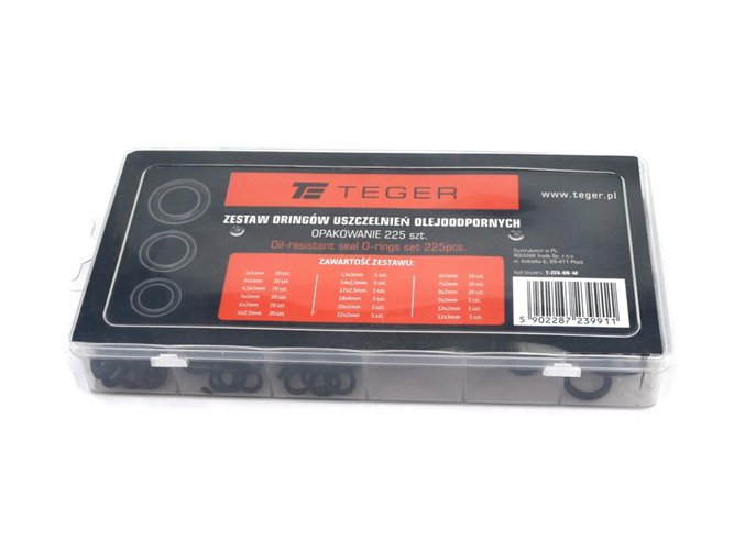 Zestaw oringów uszczelnień olejoodpornych 225szt TEGER