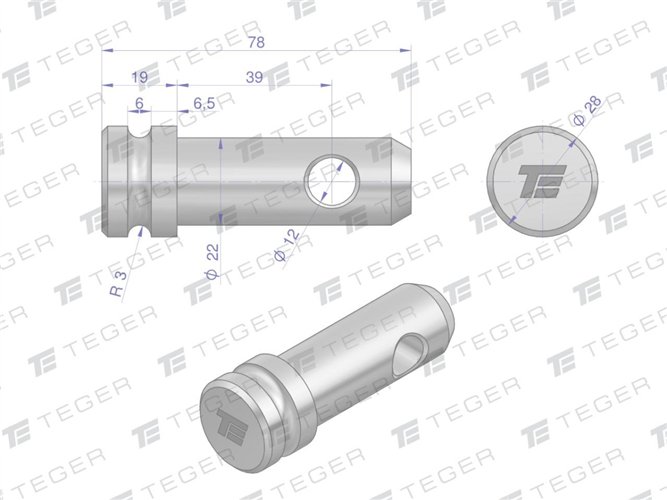 Sworzeń łącznika górnego 22x39x78 TEGER