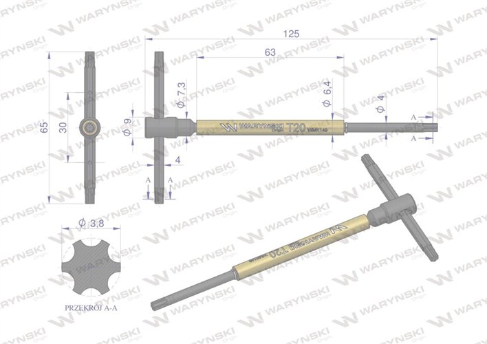 Klucz T ze spinnerem TORX T20 Waryński