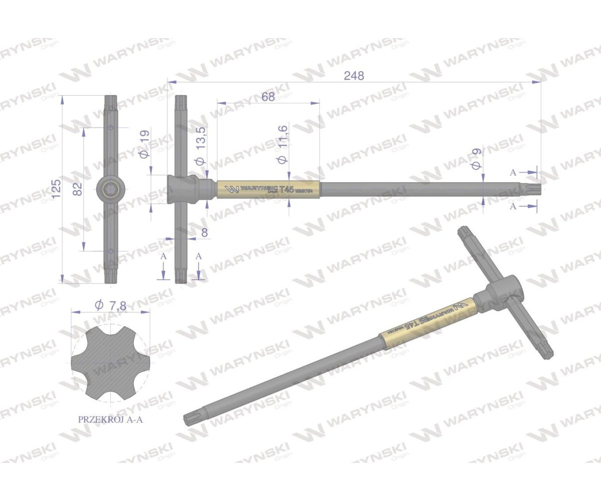 Klucz T ze spinnerem TORX T45 Waryński