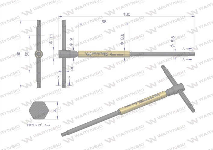 Klucz T ze spinnerem HEX 4 mm Waryński