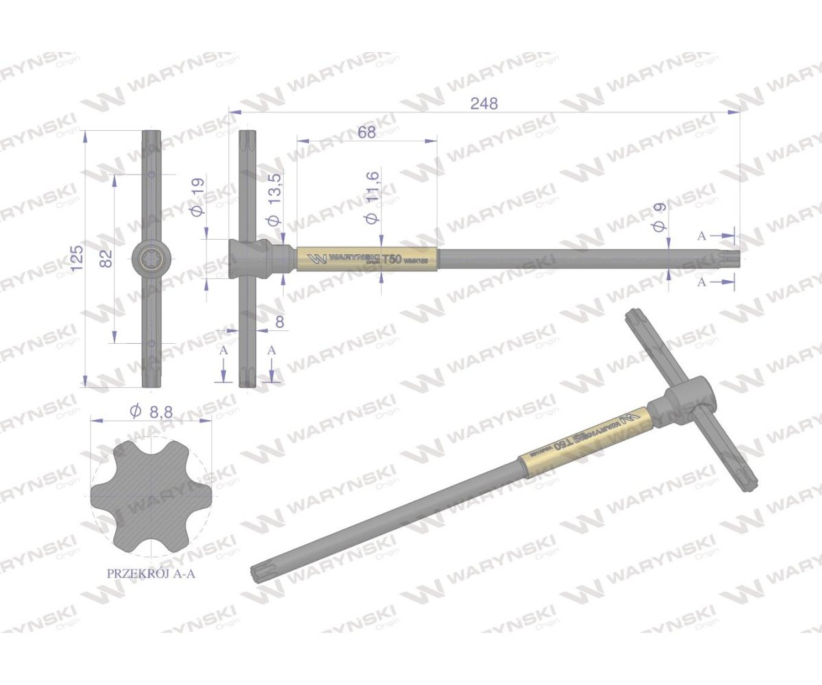 Klucz T ze spinnerem TORX T50 Waryński
