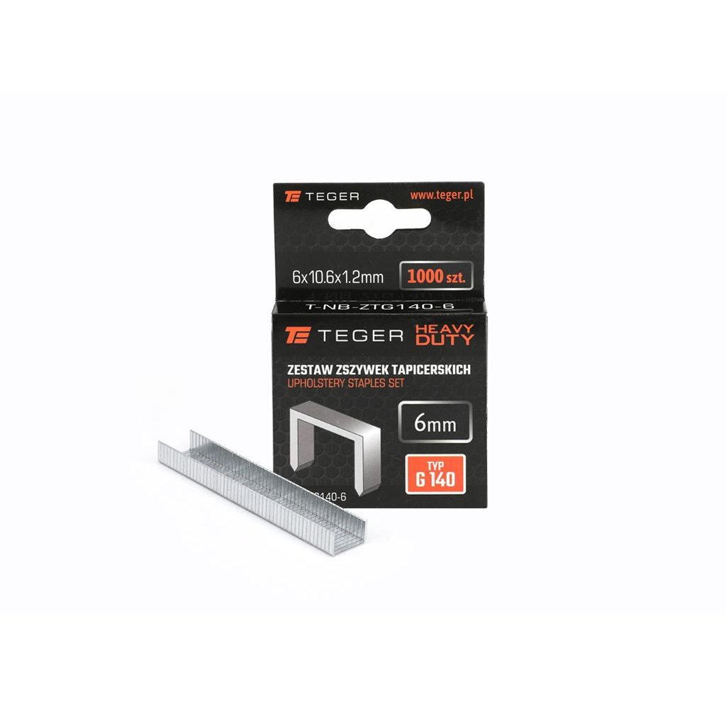 Zestaw zszywek tapicerskich HEAVY DUTY (typ G/140) 6/10,6/1,2mm / 1000 szt / TEGER