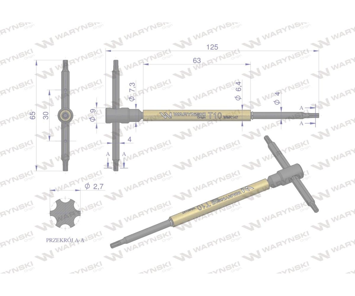 Klucz T ze spinnerem TORX T10 Waryński