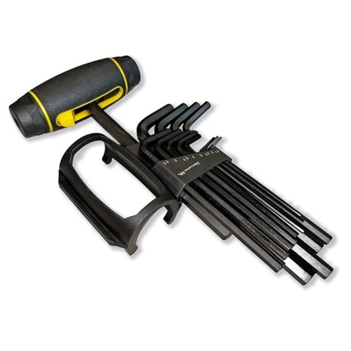 Klucze imbusowe hex wydłużone 13 szt ze stali CrV rozmiary od 1.5 do 10mm w zestawie z uchwytem pokrętłem Waryński