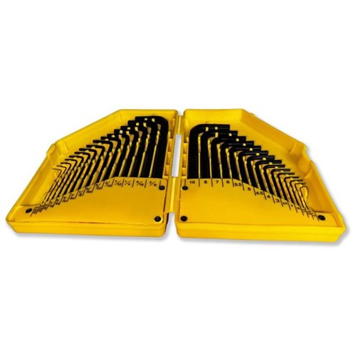 Klucze hex długie ze stali CrV w zestawie metryczne 0,7 do 10mm i calowe 0,028 do 3/8" 30 szt Waryński