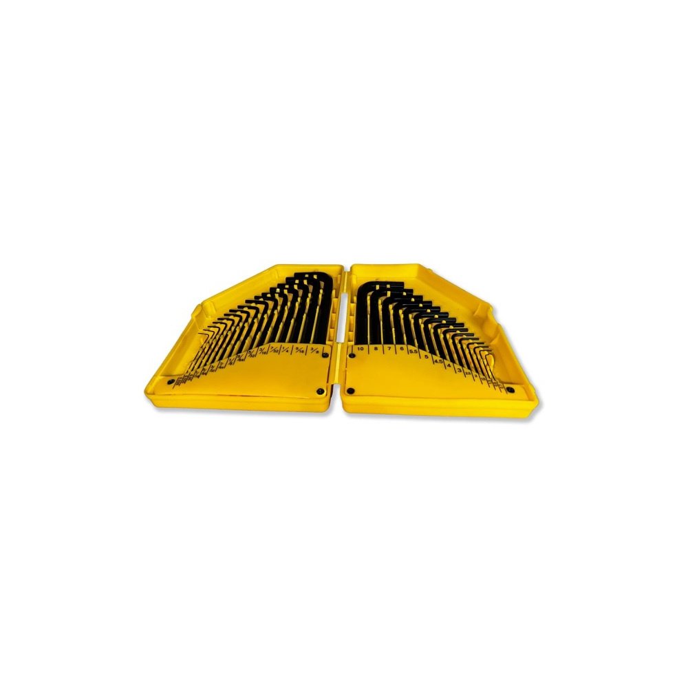 Klucze hex długie ze stali CrV w zestawie metryczne 0,7 do 10mm i calowe 0,028 do 3/8" 30 szt Waryński