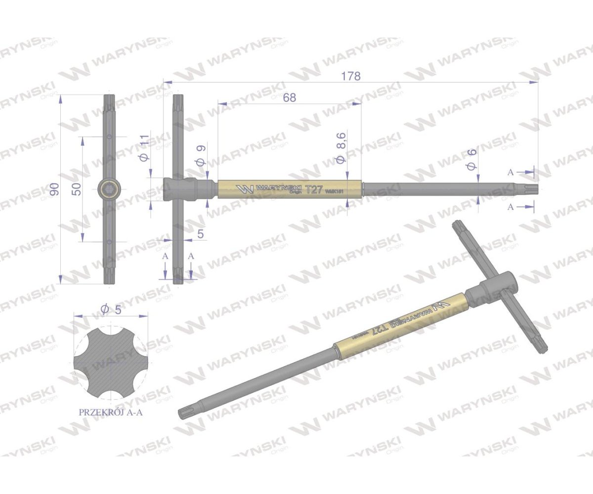 Klucz T ze spinnerem TORX T27 Waryński
