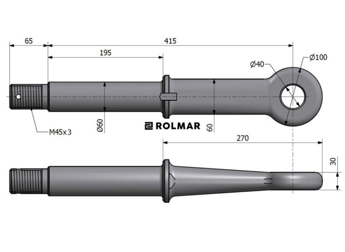 Ucho dyszla D-50 Fi40mm M45x3 Przyczepa