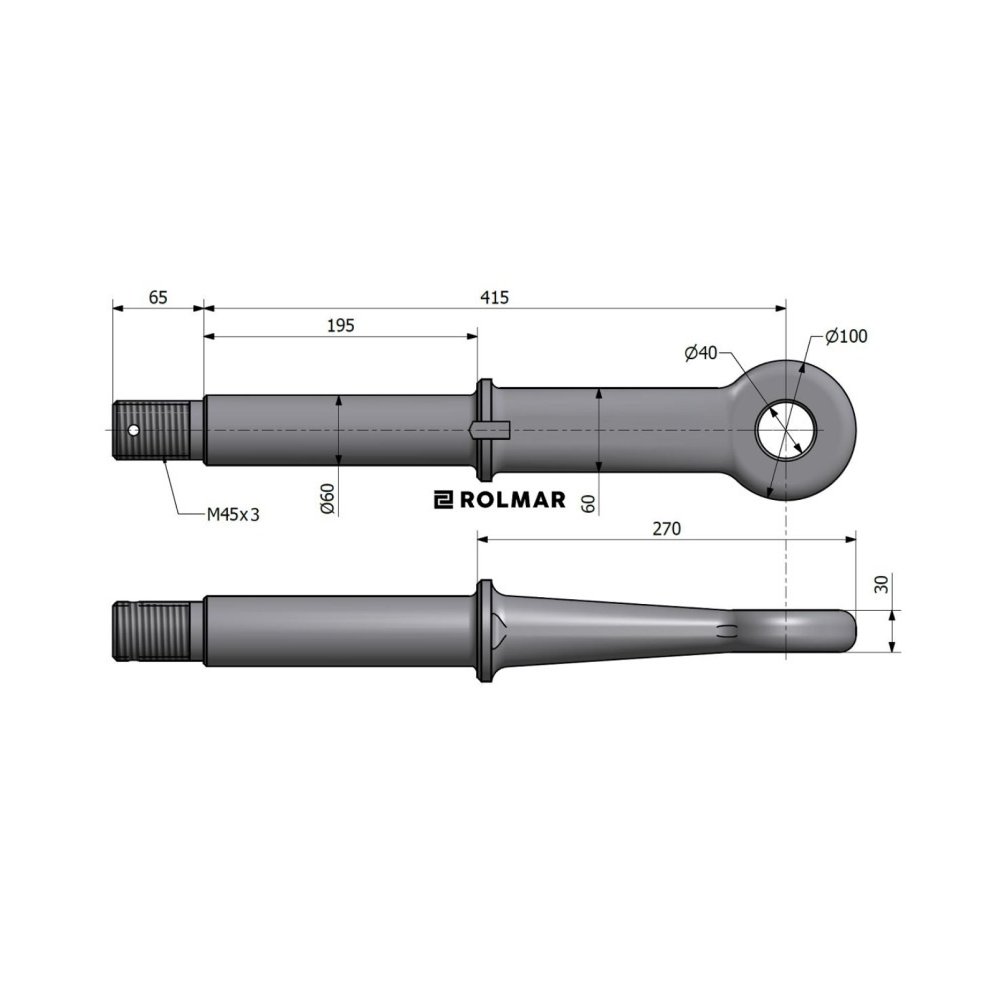 Ucho dyszla D-50 Fi40mm M45x3 Przyczepa
