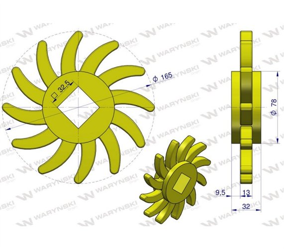 Tarcza, sortująca lewa PU 165x32 otw 32,5x32,5, zastosowanie 08800210 Grimme, Waryński