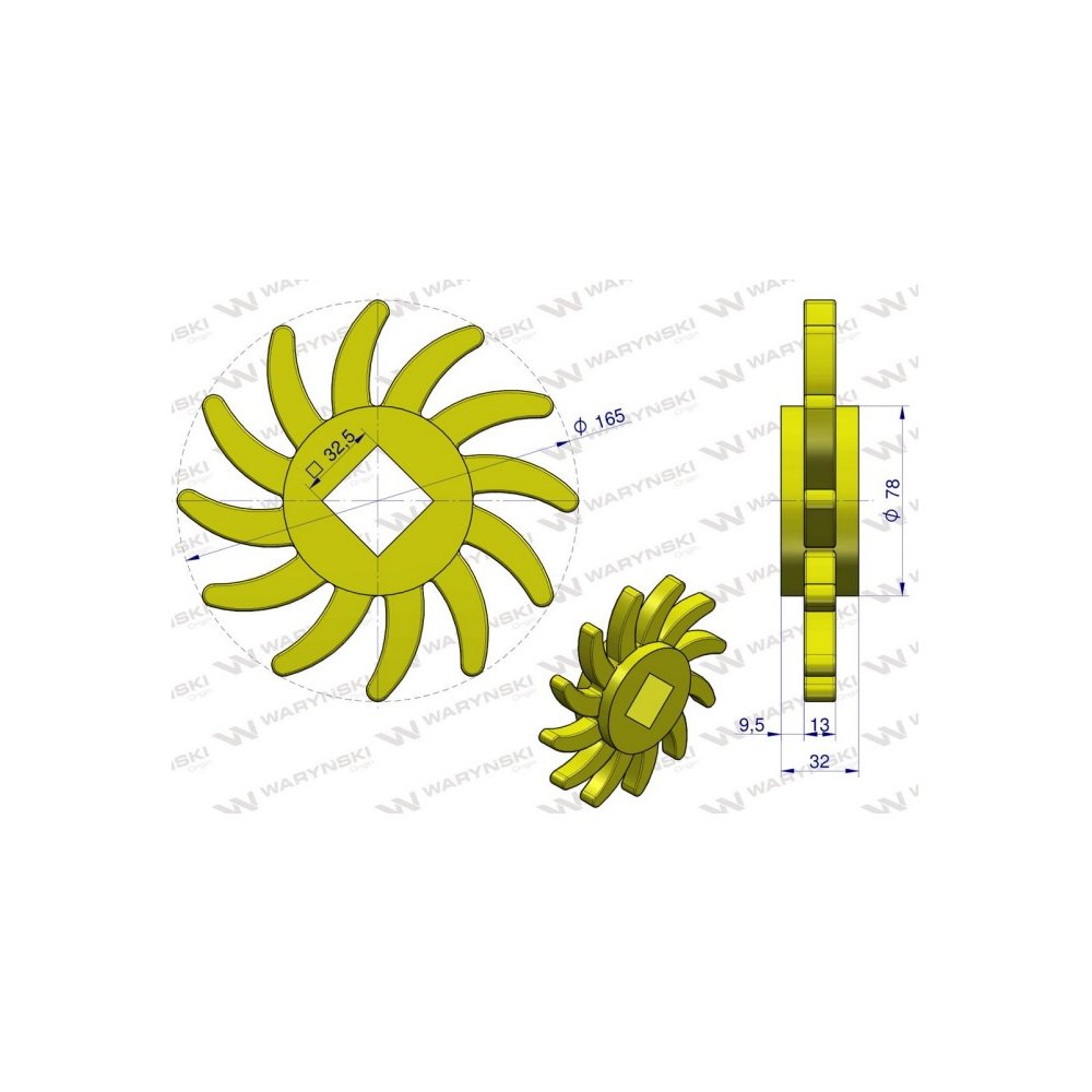 Tarcza, sortująca lewa PU 165x32 otw 32,5x32,5, zastosowanie 08800210 Grimme, Waryński