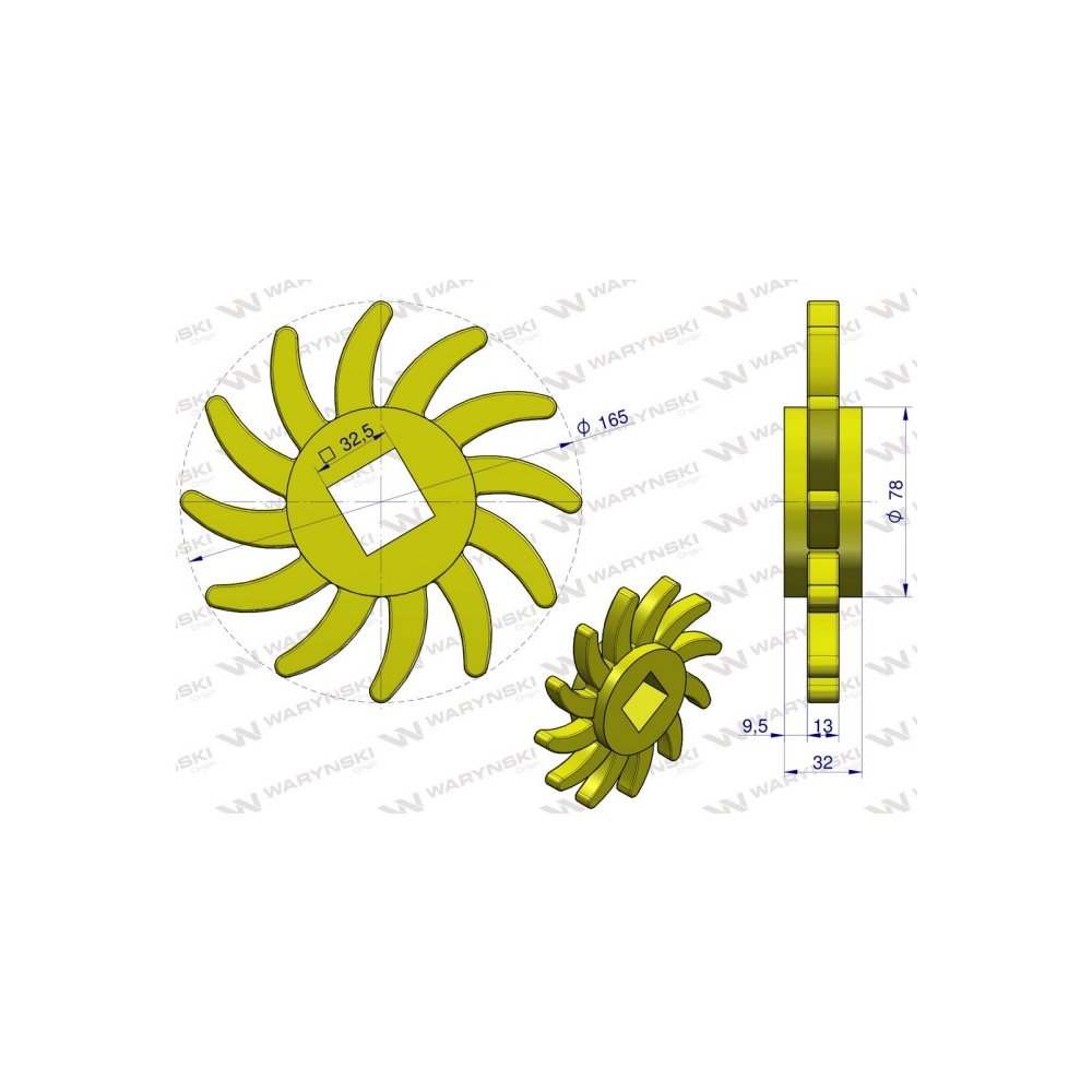 Tarcza, sortująca prawa PU 165x32 otw 32,5x32,5, zastosowanie 08800209 Grimme, Waryński