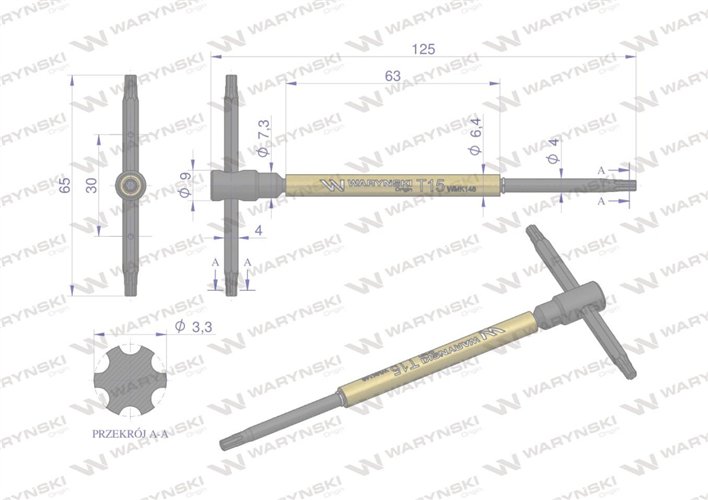 Klucz T ze spinnerem TORX T15 Waryński