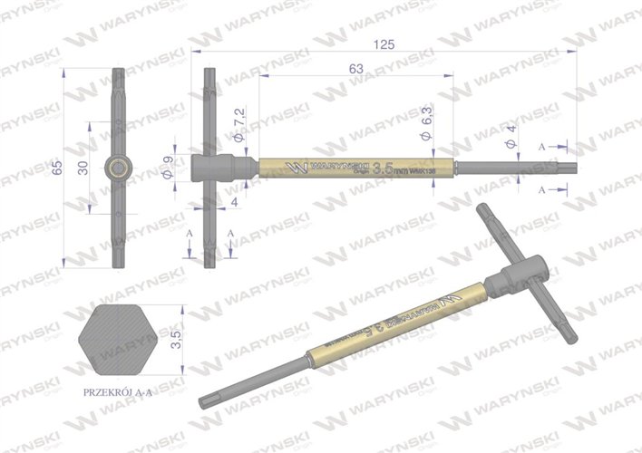 Klucz T ze spinnerem HEX 3.5 mm Waryński
