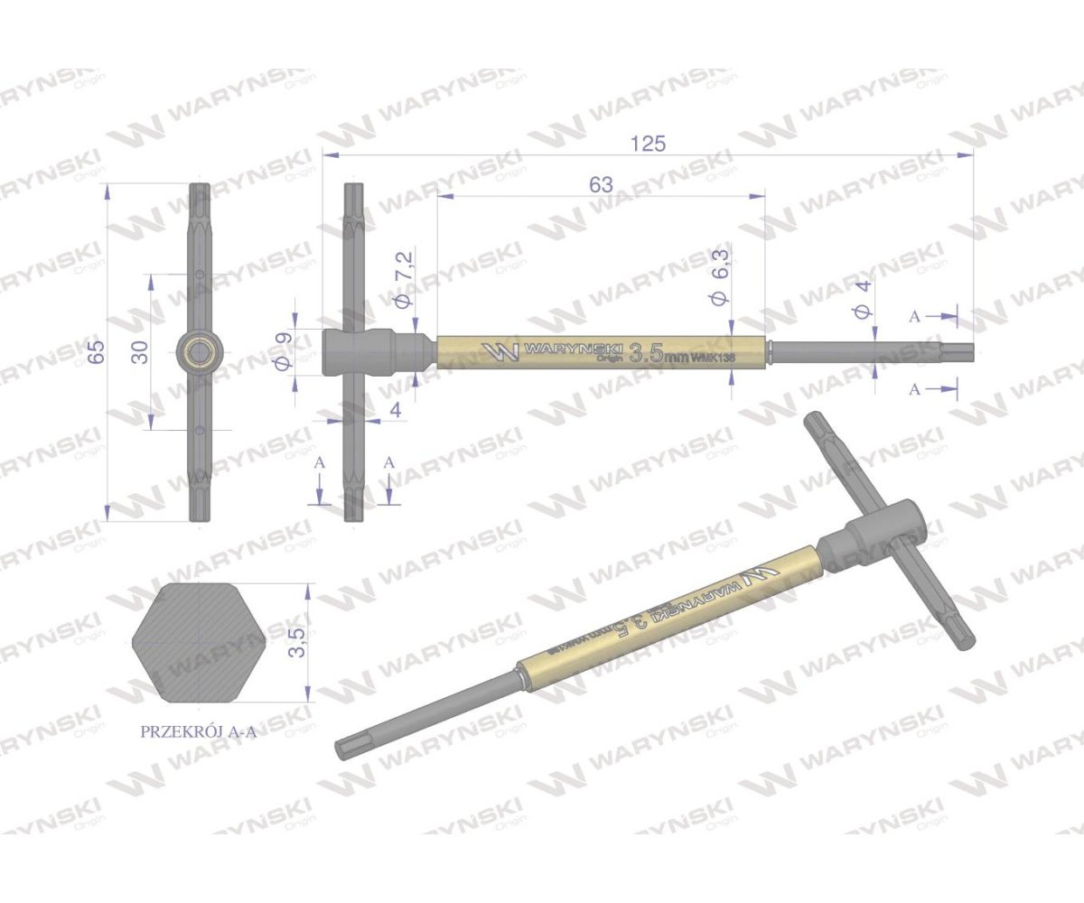 Klucz T ze spinnerem HEX 3.5 mm Waryński