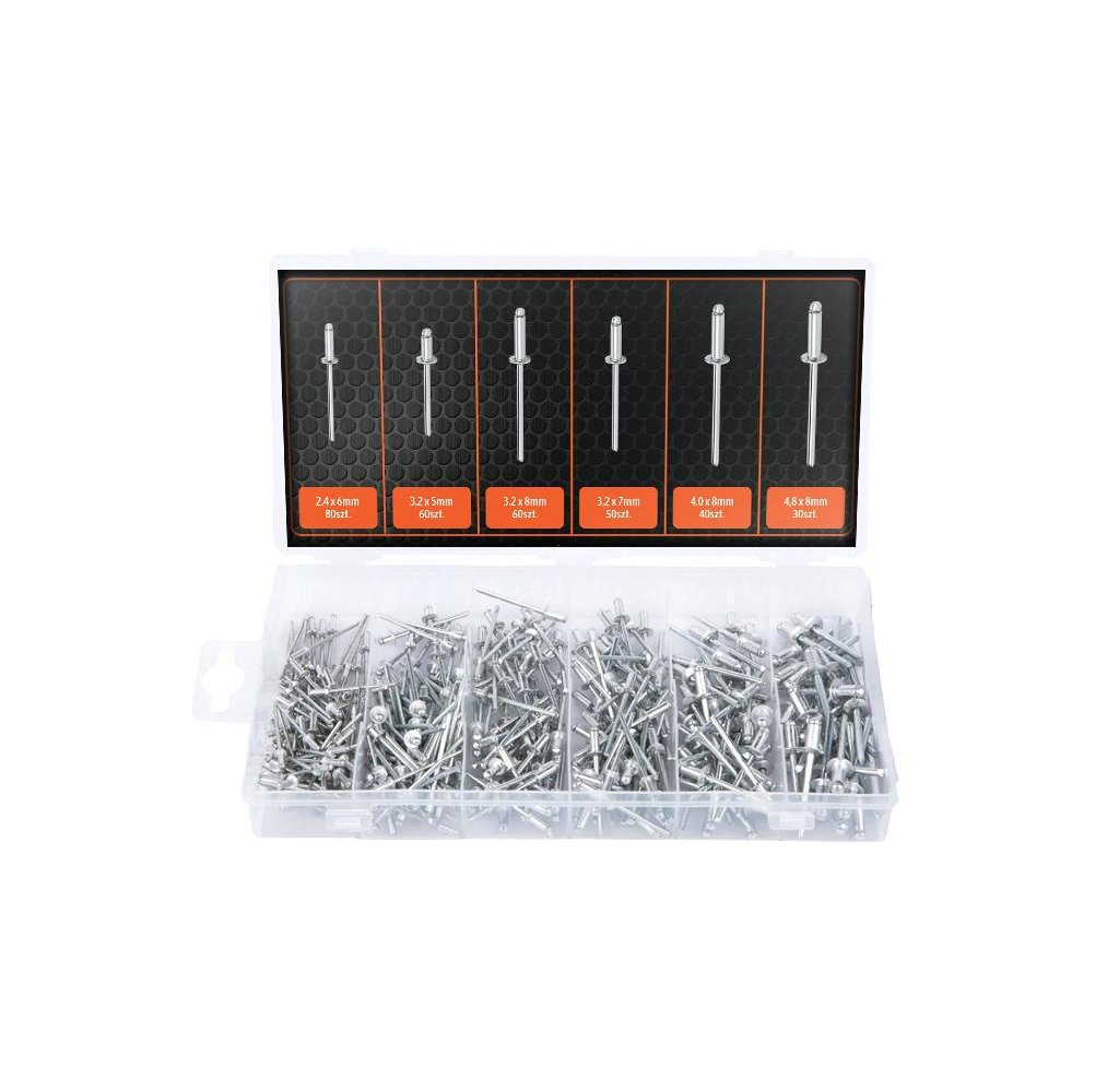 Zestaw nitów zrywalnych, aluminiowych / 320 szt., Teger