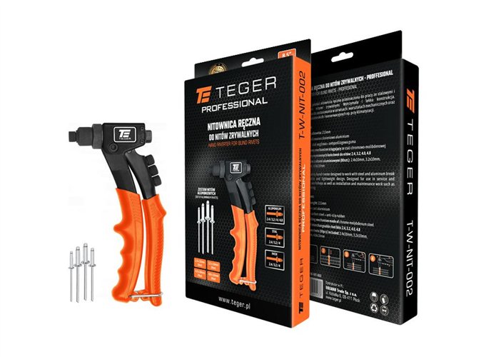 Nitownica ręczna do nitów zrywalnych PROFESSIONAL 8.5"/215mm (do nitów stalowych i aluminiowych) / TEGER