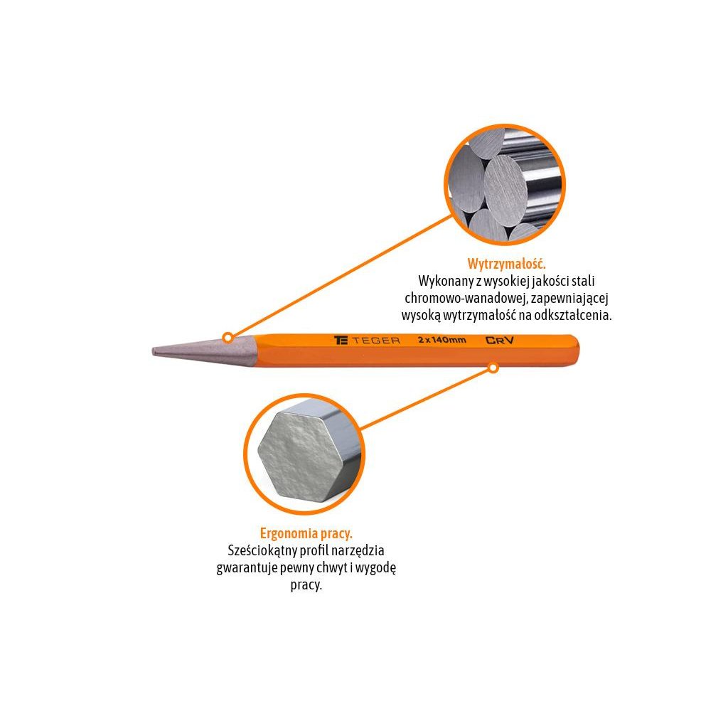 Dobijak ślusarski, 2x140 mm, Teger