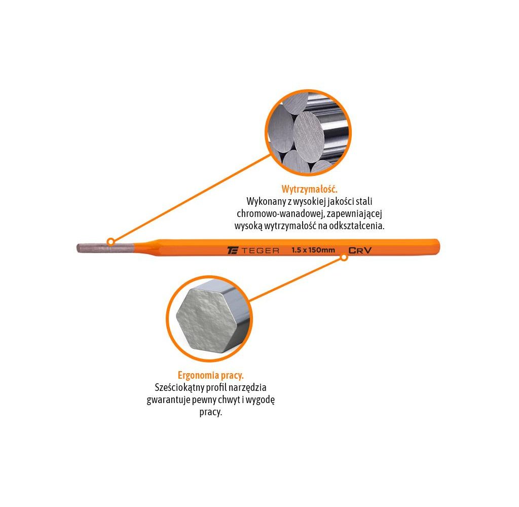 Wybijak ślusarski, 1.5x150 mm, Teger