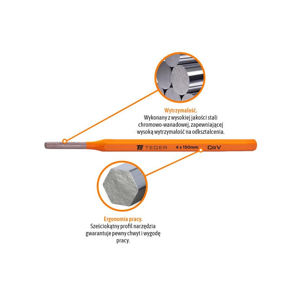 Wybijak ślusarski, 4x150 mm, Teger