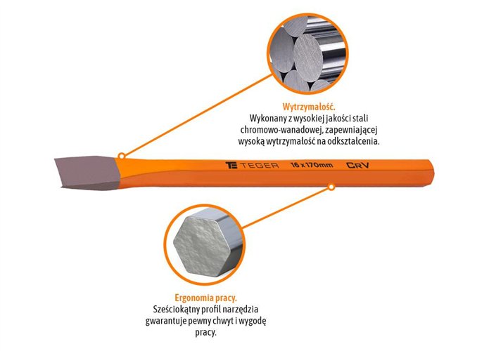 Przecinak ślusarski, 16x170 mm, Teger