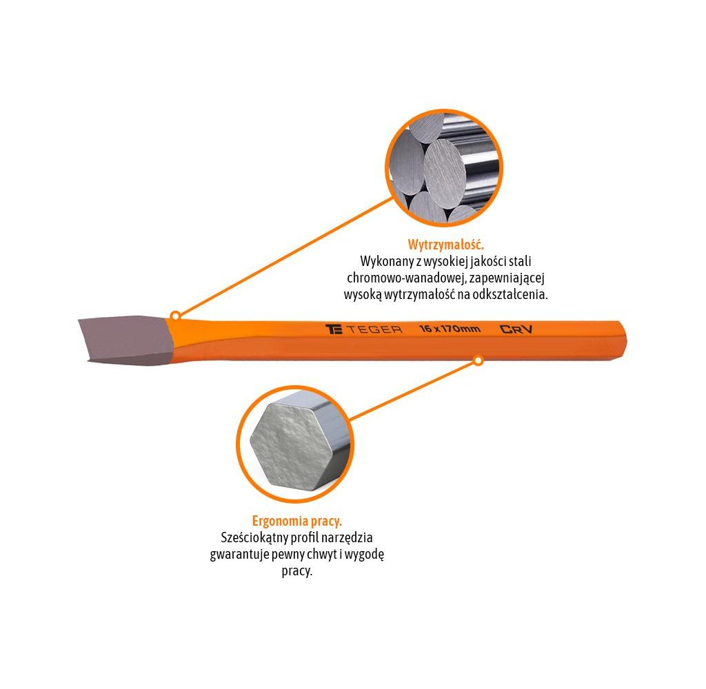 Przecinak ślusarski, 16x170 mm, Teger
