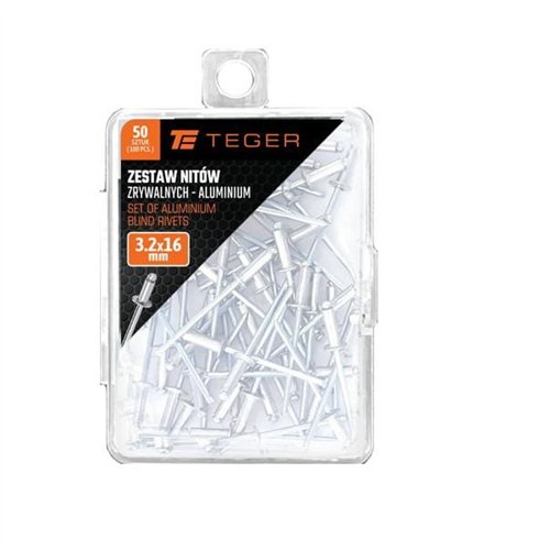Zestaw nitów zrywalnych. aluminiowych (3.2x16mm) / 50 szt. / TEGER