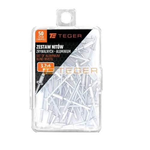 Zestaw nitów zrywalnych. aluminiowych (3.2x6mm) / 50 szt. / TEGER