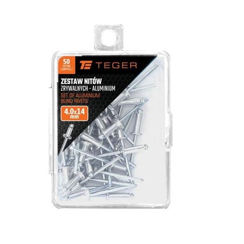 Zestaw nitów zrywalnych. aluminiowych (4.0x14mm) / 50 szt. / TEGER