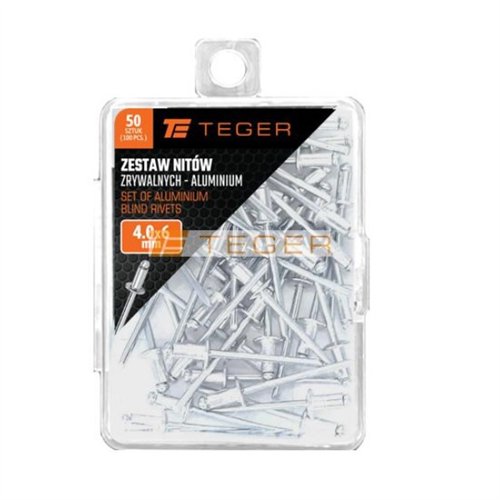 Zestaw nitów zrywalnych. aluminiowych (4.0x6mm) / 50 szt. / TEGER