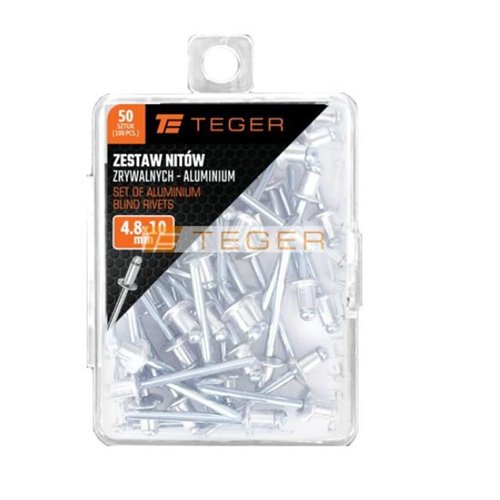 Zestaw nitów zrywalnych. aluminiowych (4.8x10mm) / 50 szt. / TEGER