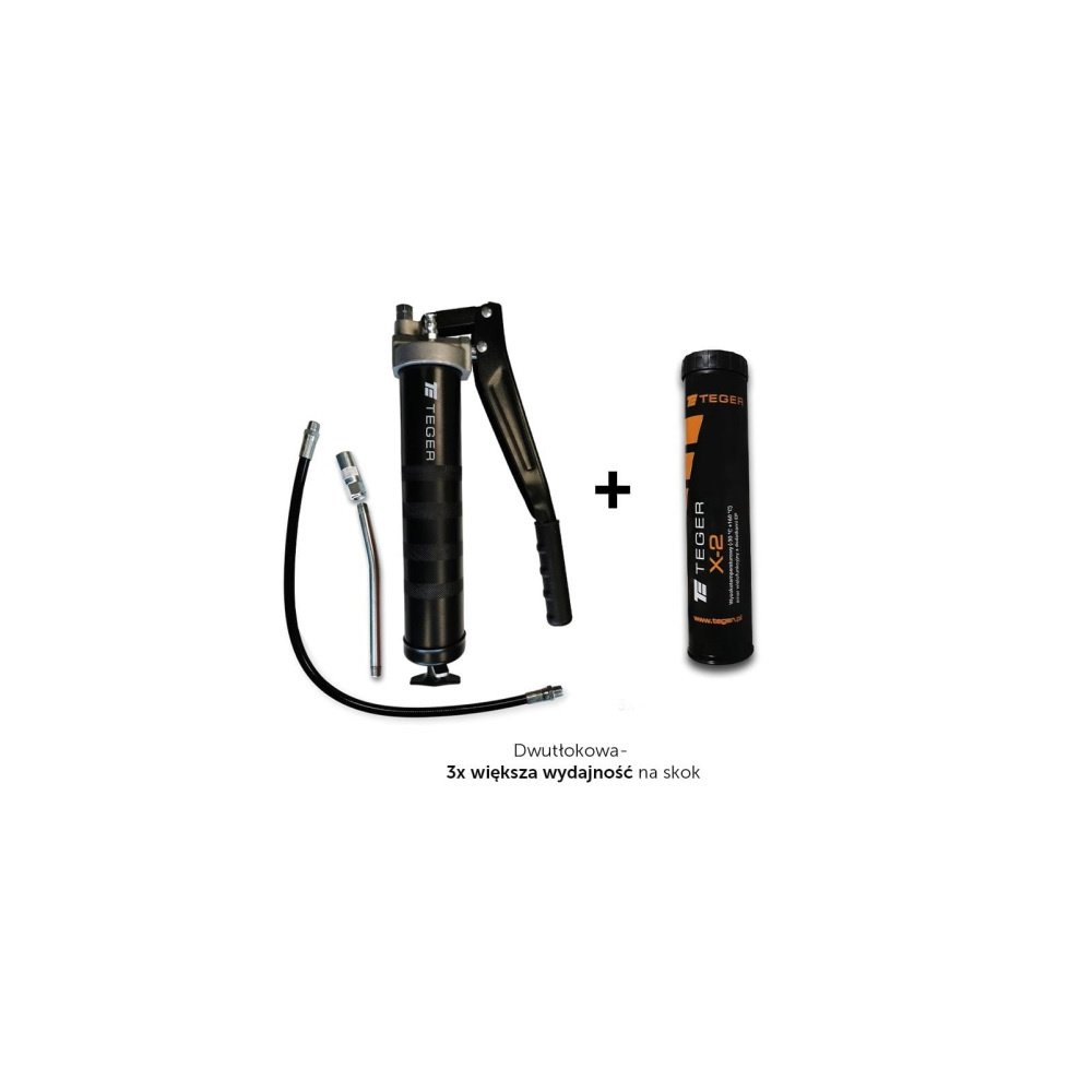 Zestaw smarownica ręczna dwutłokowa plus smar wielofunkcyjny wysokotemperaturowy TEGER