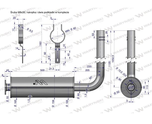 Tłumik Bizon kompletny Z-058 INOX WARYŃSKI