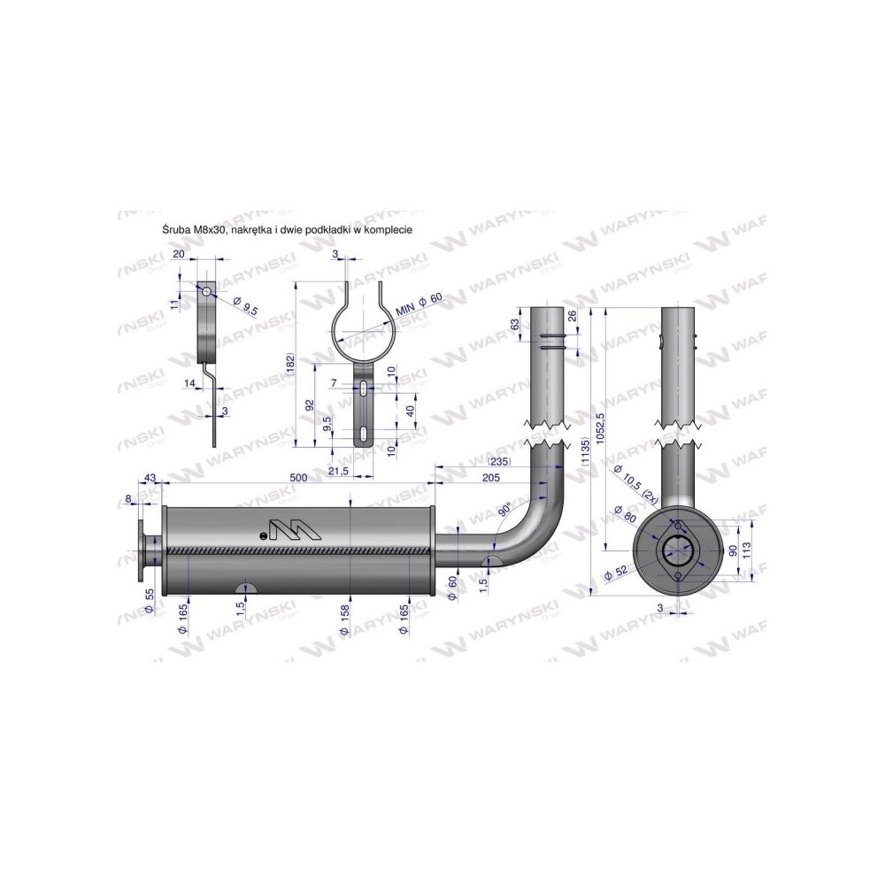 Tłumik Bizon kompletny Z-058 INOX WARYŃSKI