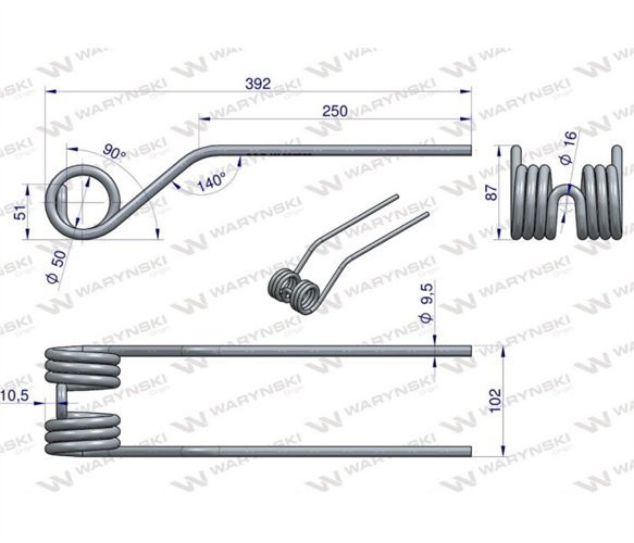 Palec, przetrząsarka zastosowanie Samasz, 3100503004, Waryński