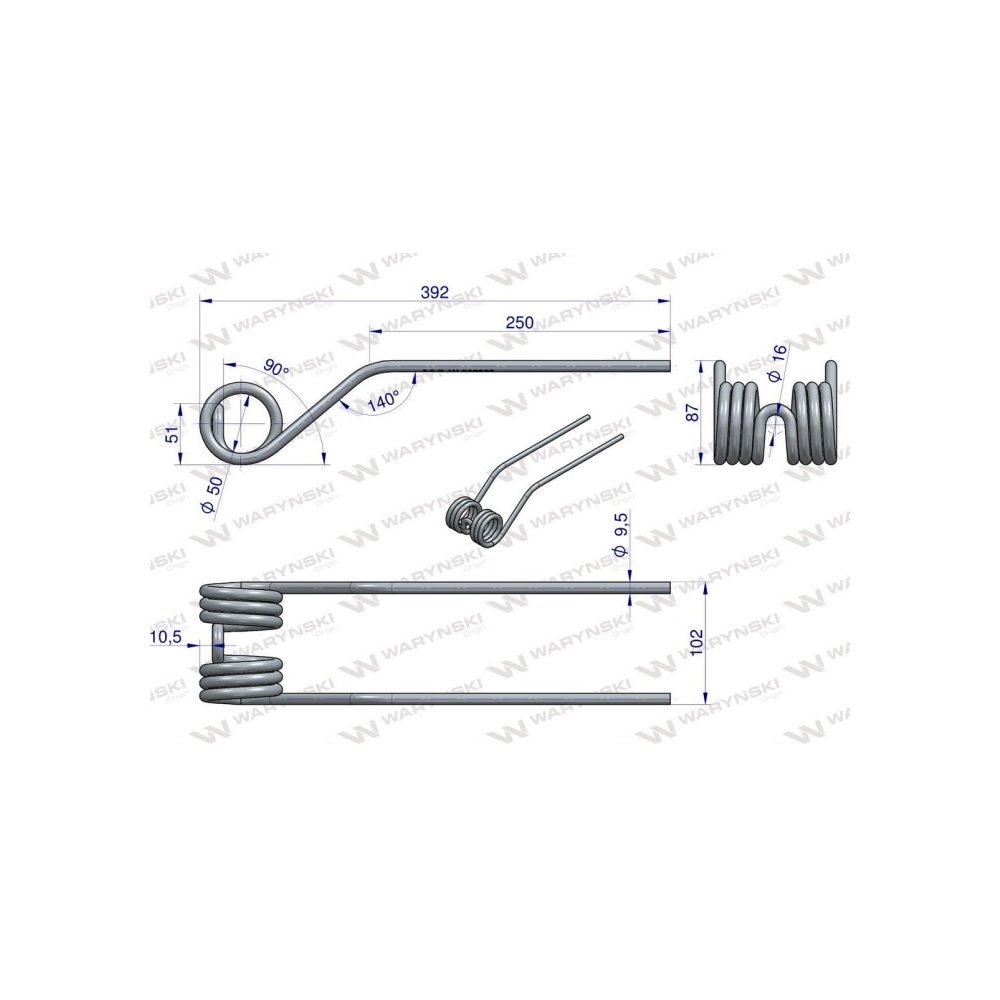 Palec, przetrząsarka zastosowanie Samasz, 3100503004, Waryński