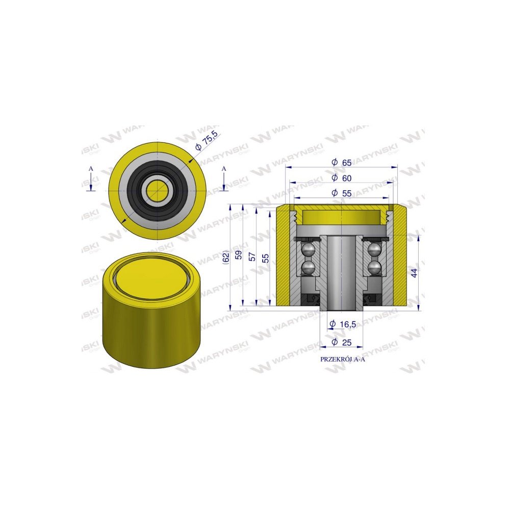 Rolka podporowa, PU 75x64x16,5, zastosowanie 60200053 Grimme, Waryński