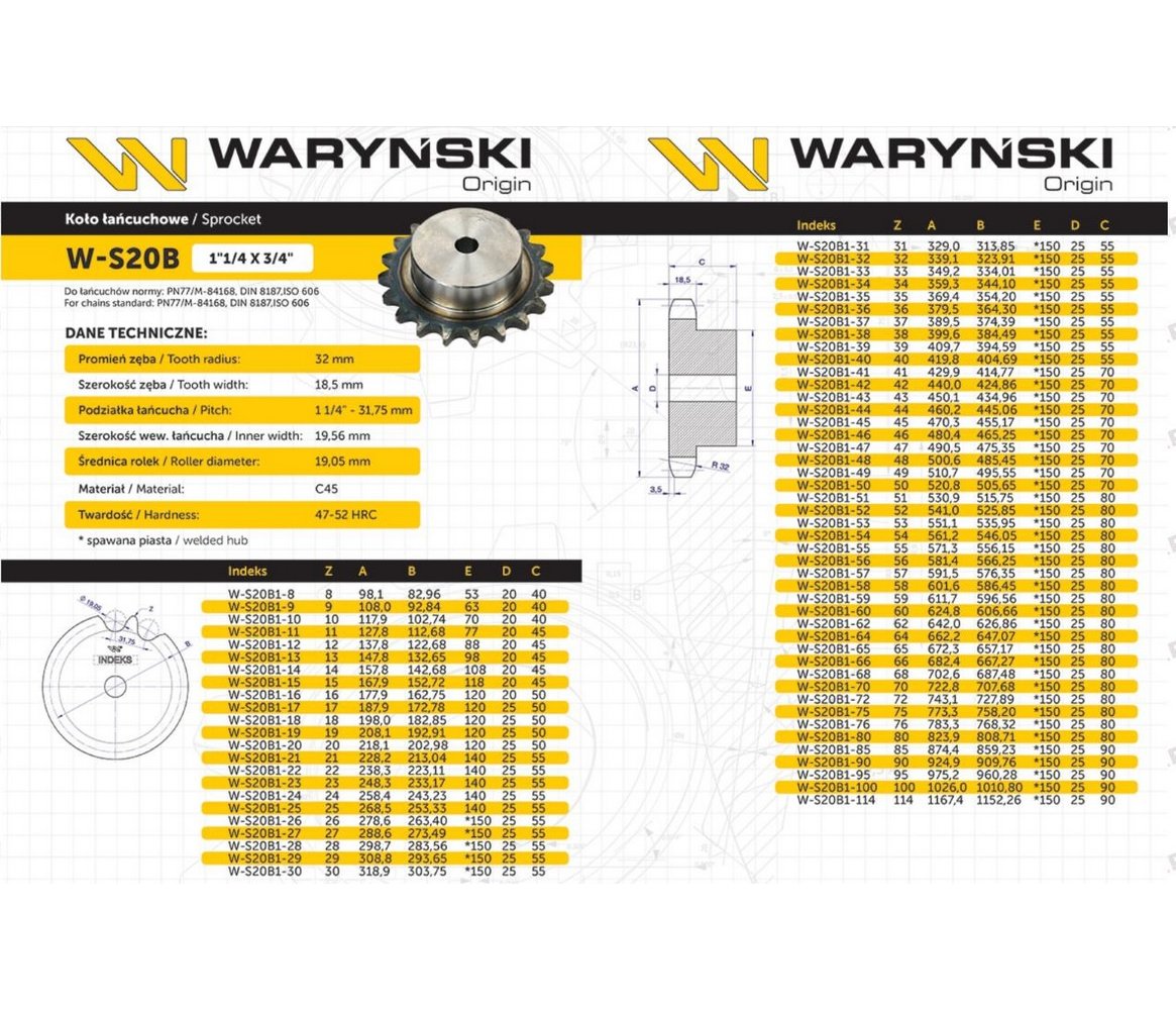 Koło, zębate hartowane z kołnierzem 20B-1 (R1 1.1/4) Z-24, Waryński