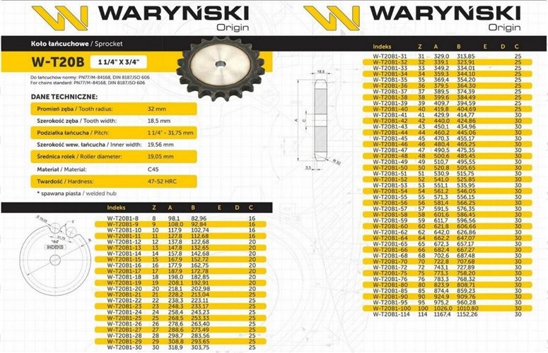 Koło, zębate hartowane tarcza 20B-1 (R1 1.1/4) Z-10, Waryński