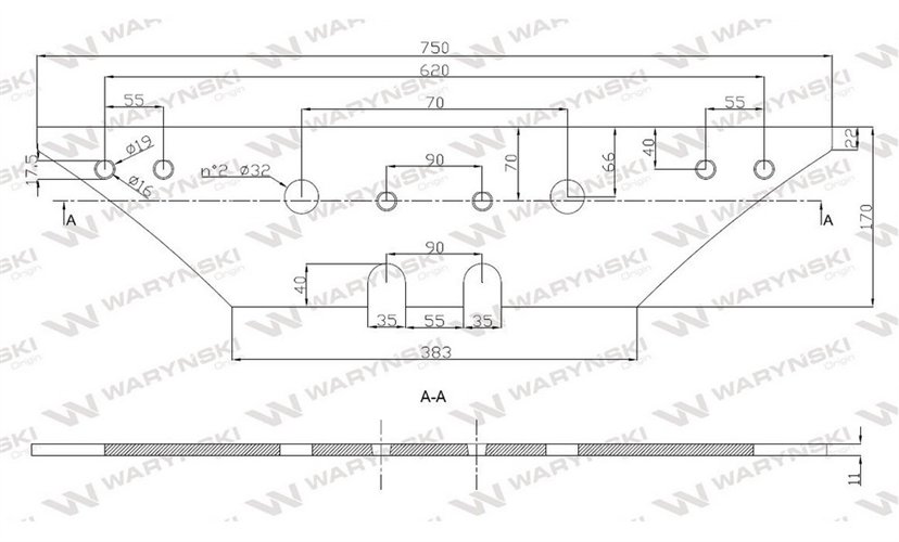 Płoza długa obracalna P&L zastosowanie Kverneland stal borowa Waryński